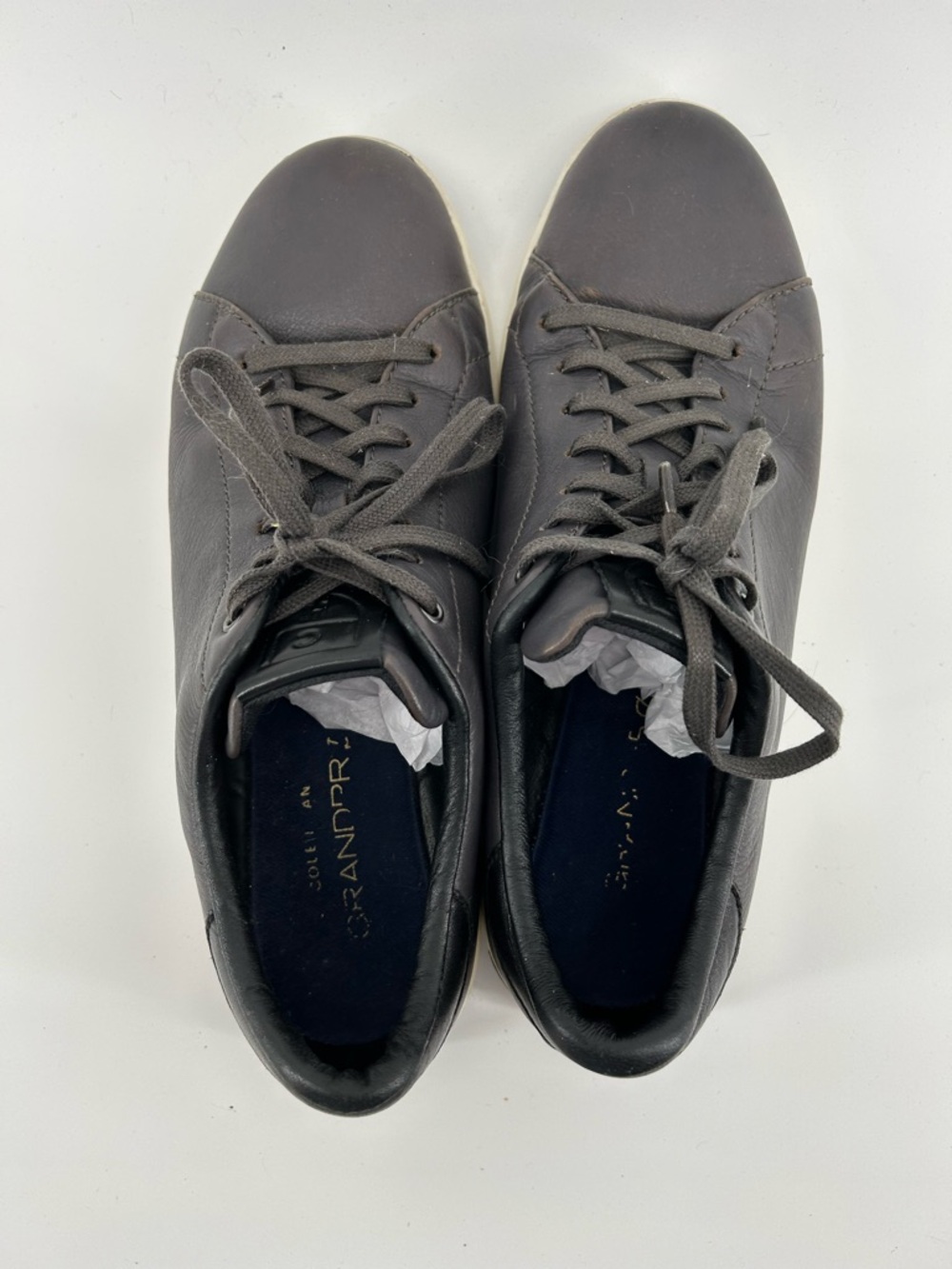 Cole Haan Gray Leather Low-Top Sneakers with White Sole - Picture 6 of 7